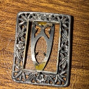 Silver Vintage clip shoe dress Floral Art Nouveau vintage